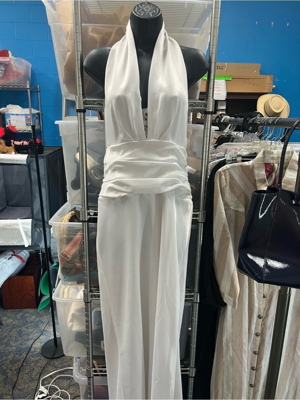 Y2K Vintage Jessica McClintock White Halter Satin Wedding Gown